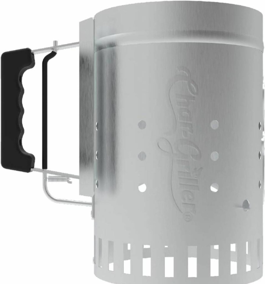Char-Griller 12-Inch Quick Release Charcoal Chimney Starter for Fast BBQ Coal Lighting, Compatible with All Charcoal Grills
