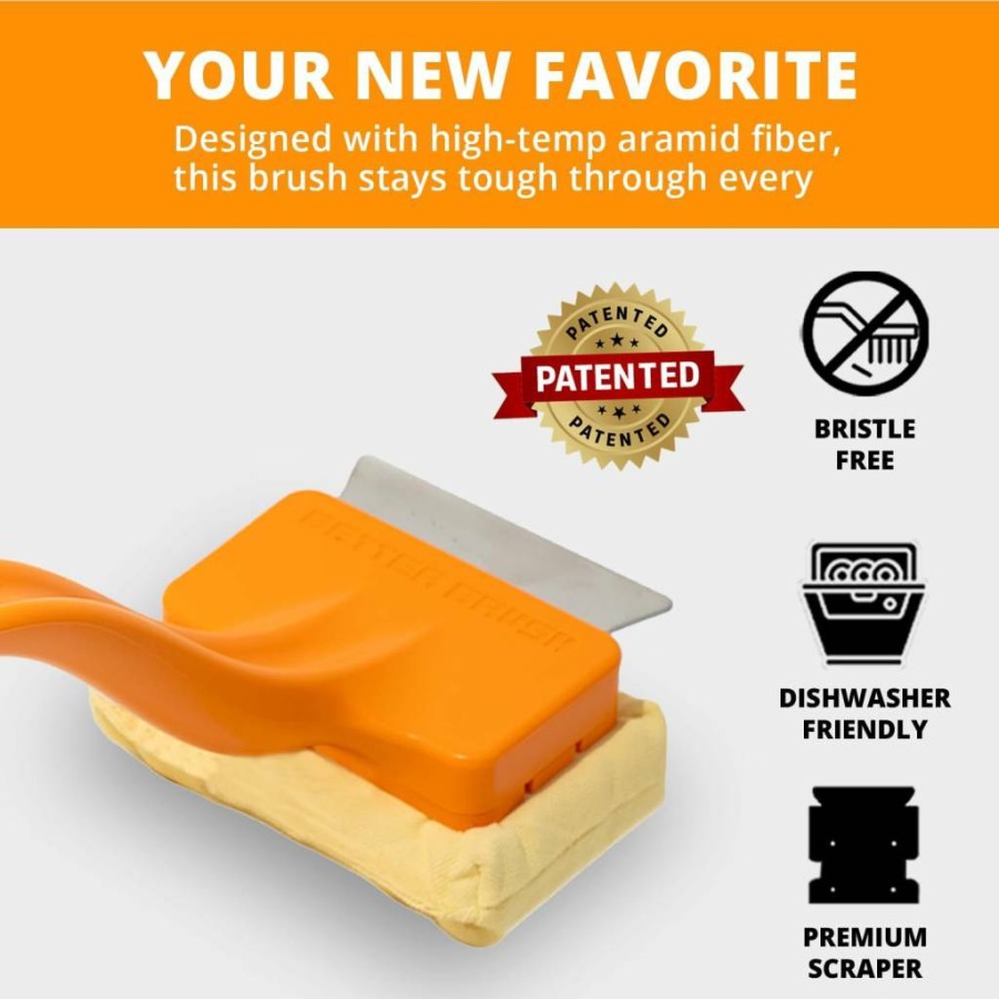 Grill Rescue BBQ Brush - Bristle-Free Scraper with Replaceable Cleaning Head, Safe for Stainless Steel & Cast Iron Grates, Premium Aramid Fiber, Dishwasher Safe, Includes Built-In Bottle Opener