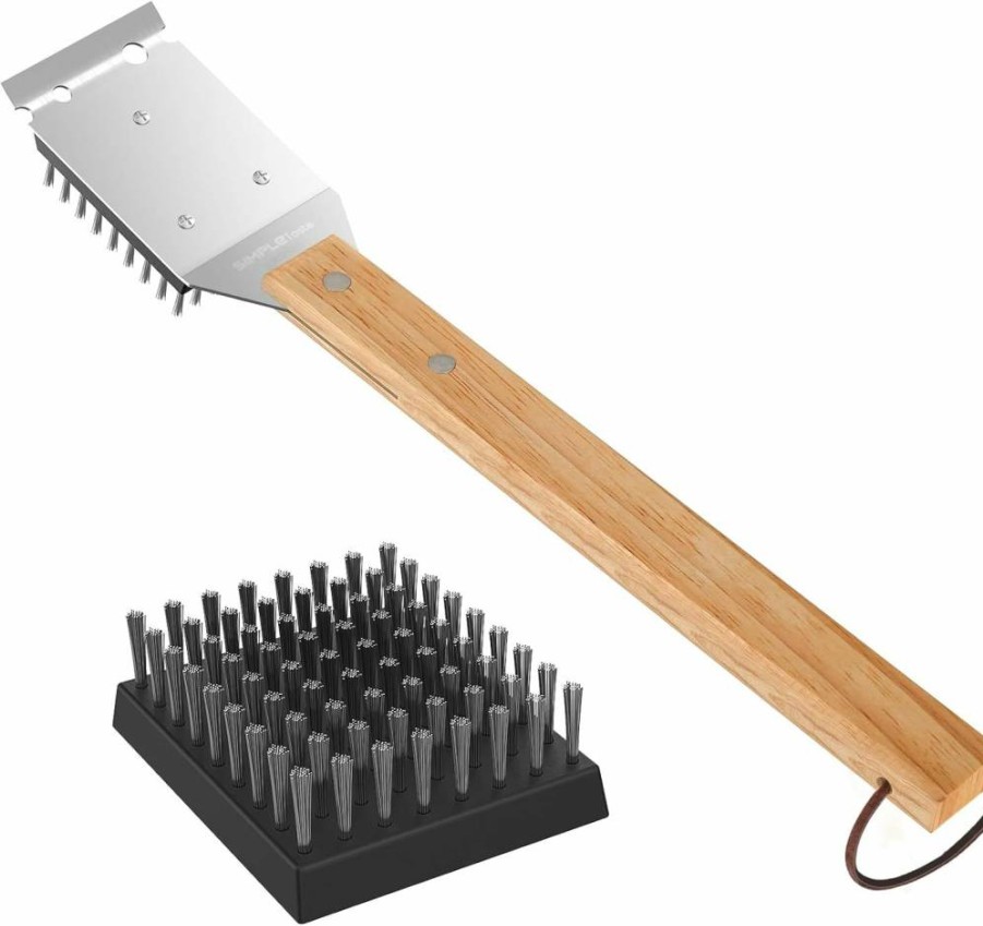 SIMPLETASTE BBQ Grill Brush and Scraper Set - Heavy Duty Stainless Steel Grill Cleaner with Safe Wire Bristles, Universal Fit for Gas, Charcoal, and Electric Grills