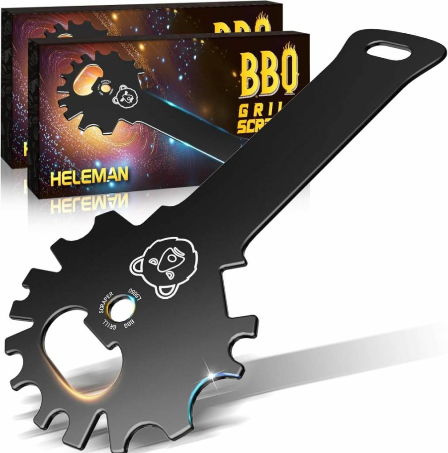 HELEMAN Grill Scraper and Cleaner - BBQ Accessories for Men, Dad, Husband - Perfect Christmas, Birthday Gifts for Grill Lovers - Stocking Stuffers, Kitchen Gadgets for Adults & Teens