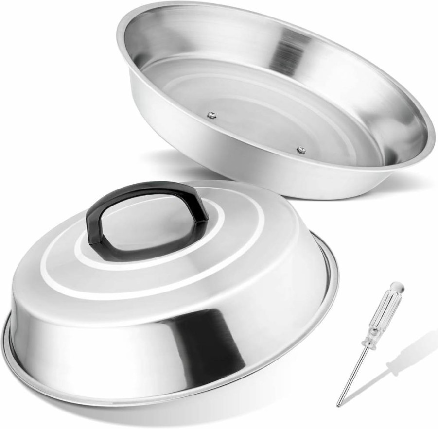 Leonyo 12" Stainless Steel Cheese Melting Dome Set of 2 - Dishwasher Safe Griddle Grill Cover for BBQ, Flat Top Cooking & Hamburgers