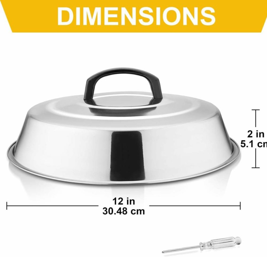 Leonyo 12" Stainless Steel Cheese Melting Dome Set of 2 - Dishwasher Safe Griddle Grill Cover for BBQ, Flat Top Cooking & Hamburgers