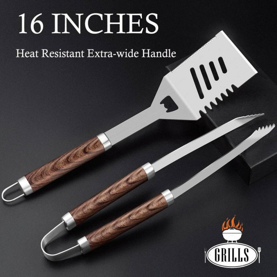 ROMANTICIST 30-Piece Heavy Duty Stainless Steel BBQ Grill Set with Non-Slip Handles, Thermometer & Heat-Resistant Mats - Portable Aluminum Case, Perfect Gift for Men, Dad, Father's Day