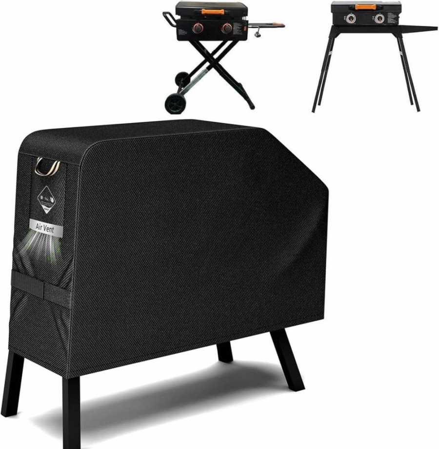 PasWith 22 Inch Blackstone Griddle Cover - Heavy Duty 600D Waterproof Fabric with Hood & Stand, Compatible with Blackstone 17 & 22 Inch Griddles, Durable Grill Cover Accessories (Black)