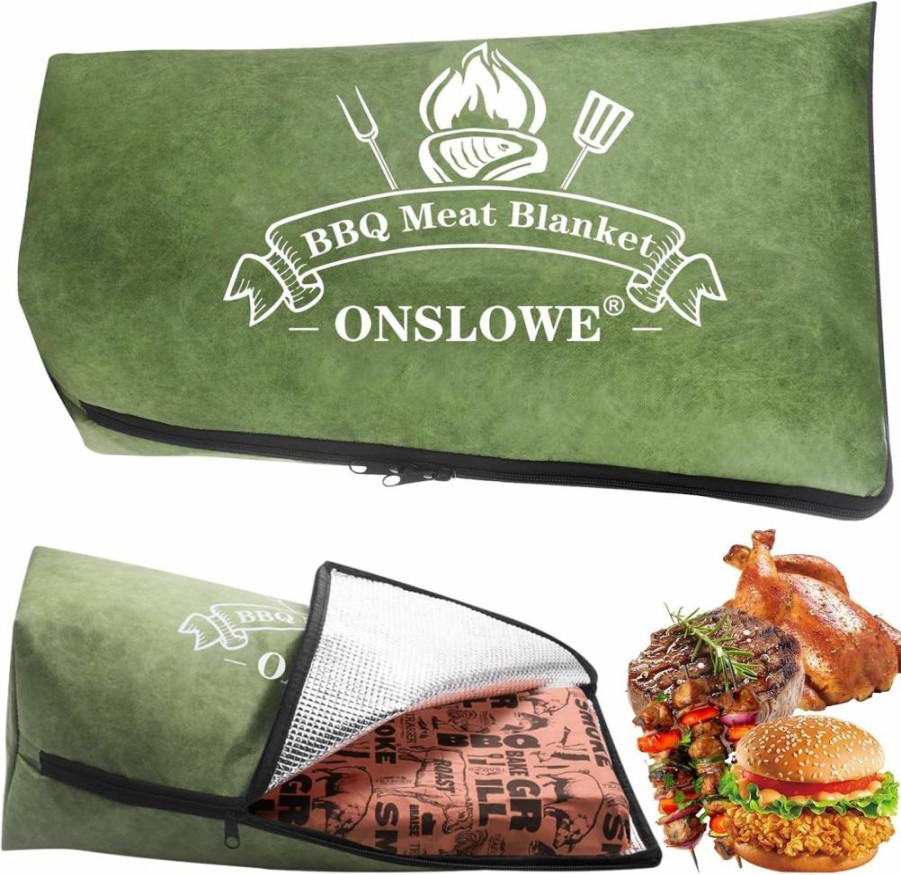 Onslowe Insulated BBQ Meat Resting Blanket - Reusable 25" Wide Mouth Smoker Blanket for Brisket & Meat, Brown