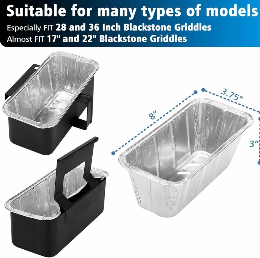 Matchwaves 20 Pack Grease Cup Liners for Blackstone Griddle - Aluminum Foil Drip Pan & Grease Catcher Compatible with 28" and 36" Models
