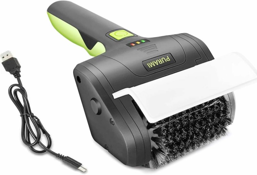PURAMI Cordless Rechargeable Grill Brush - 8V Lithium Battery, 700R/Min, 360 Rotating No Shedding Bristles, Heavy Duty BBQ Cleaning Tool for Safe Grilling