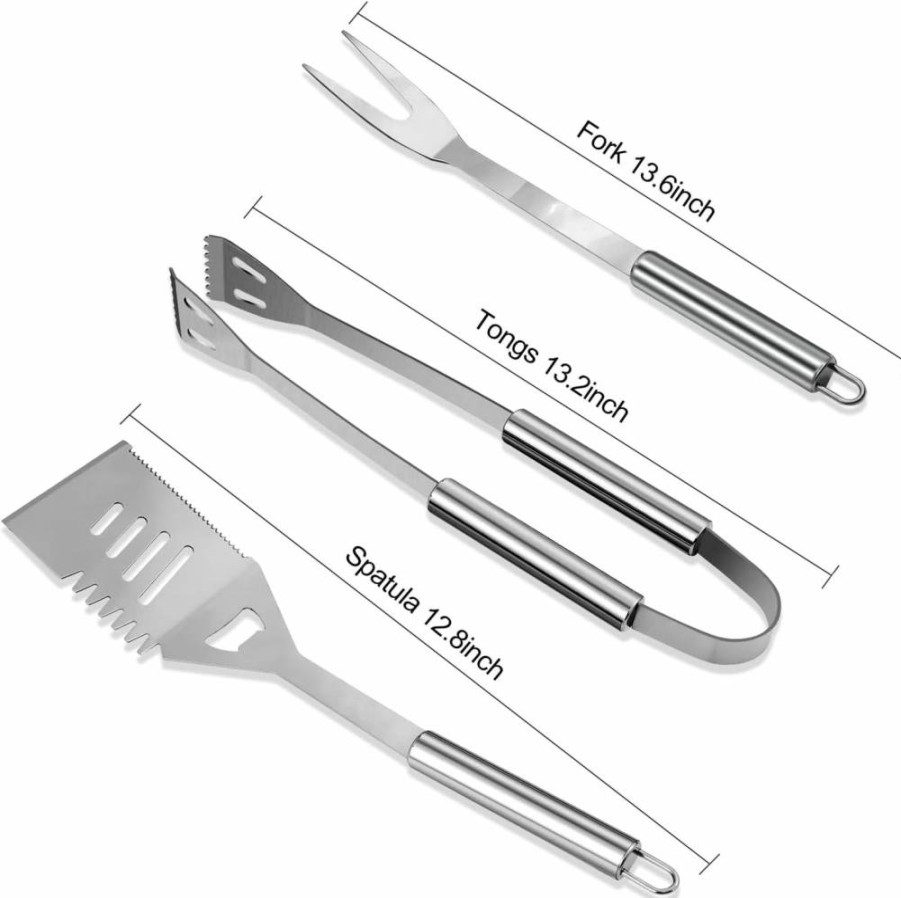 Manguogo 11Pcs Professional Stainless Steel BBQ Grill Tools Set for Outdoor Cooking - Heavy Duty Grill Accessories Kit with Carrying Bag for Men, Dad, Camping & Backyard