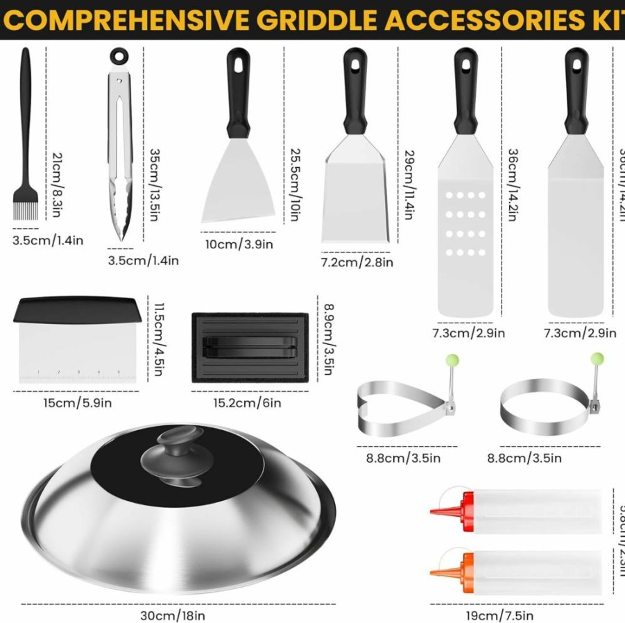 Atronor Griddle Accessories Kit - 10-Piece Flat Top Grill Tools Set with Spatulas, Scraper & Tongs for Blackstone, Camp Chef & Outdoor Cooking
