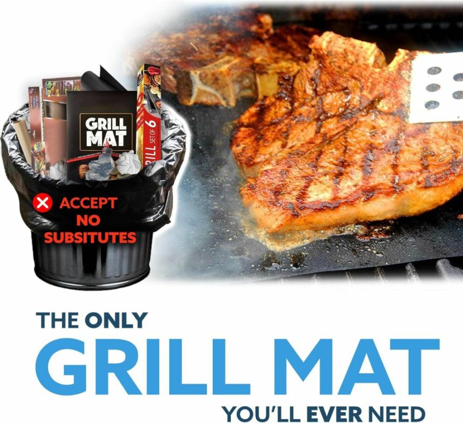 Kona BBQ Grill Mats Set of 2 - Heavy Duty Non-Stick Cooking Mats for Easy Cleanup, PFOA-Free & Heat Resistant Up to 600°F, 7-Year Warranty