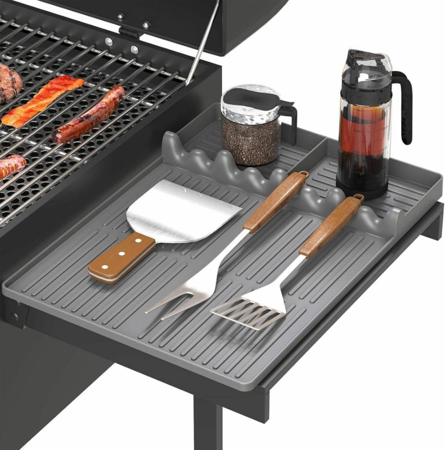 Bolycen Silicone Griddle Mat for Blackstone - Non-Slip Spatula Holder with Drip Tray, Heat-Resistant BBQ Grill Accessories, Perfect Gift for Men (Orange)