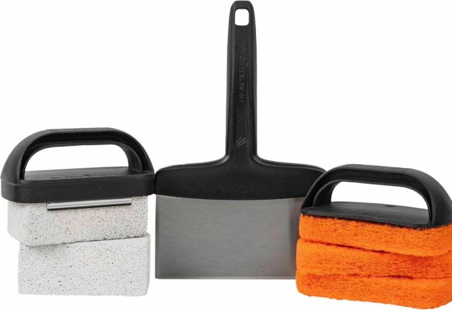BLACKSTONE Stainless Steel Griddle Cleaning Kit - 8-Piece Professional Grill Brush Set for BBQ & Outdoor Cooking, Durable Scraper & Maintenance Tools (Model 5060, Black)