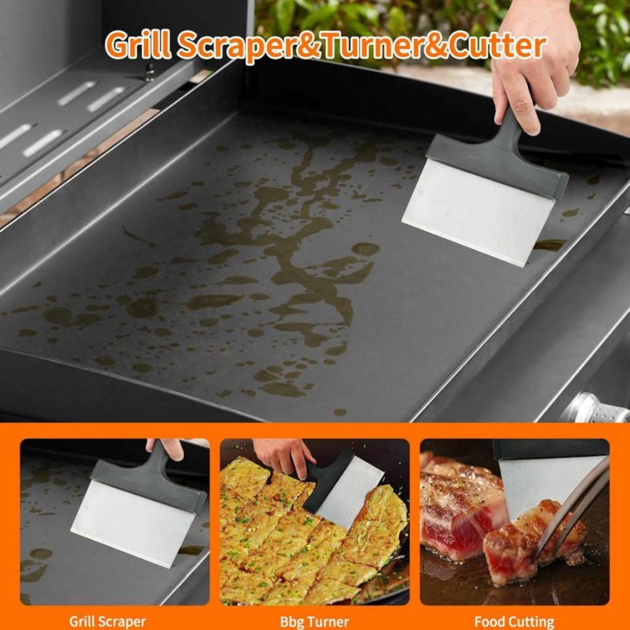 Monalife Griddle Cleaning Kit for Blackstone & Flat Top Grills - Grill Scraper, Scouring Pads, Cleaning Brick & Brush Set for Outdoor Grill Accessories