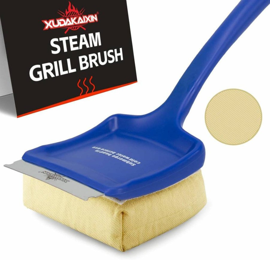 XUDAKAIXIN 19" Bristle-Free BBQ Grill Brush with Replaceable Head - Safe for Cast Iron, Porcelain, Weber Gas & Charcoal Grills - Heavy Duty Outdoor Grill Cleaner Accessories