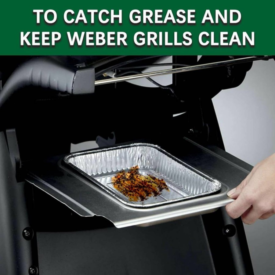 Whaleme 8.5" x 6" Disposable Grill Drip Pans - Compatible with Weber Spirit, Genesis, Traveler & Q Series - Aluminum Foil Grease Tray Liners (20 Pack)