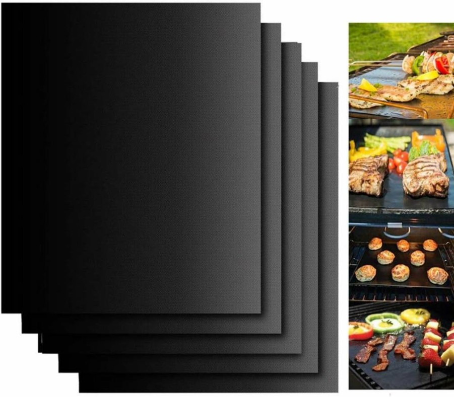 Dailyart Non-Stick BBQ Grill Mats Set of 5 - 15.75 x 13 Inch Reusable Teflon Grilling Accessories for Gas, Charcoal & Electric Outdoor Cooking