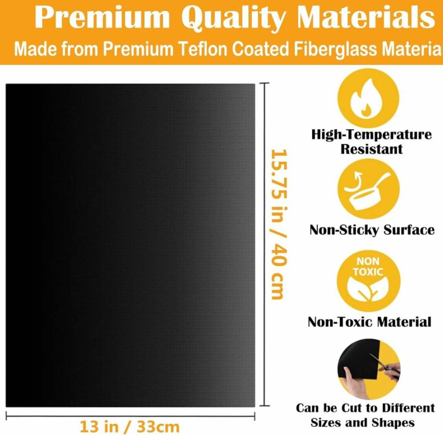 Dailyart Non-Stick BBQ Grill Mats Set of 5 - 15.75 x 13 Inch Reusable Teflon Grilling Accessories for Gas, Charcoal & Electric Outdoor Cooking
