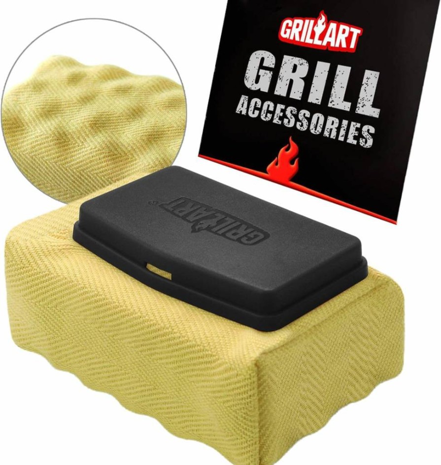 GRILLART Bristle-Free BBQ Grill Brush with Replaceable Head - Heavy-Duty Outdoor Grill Cleaner Scraper - Safe Grill Cleaning Tools for Gas & Charcoal Grills - Ideal Gift for Men & Dad (Grill Accessories)