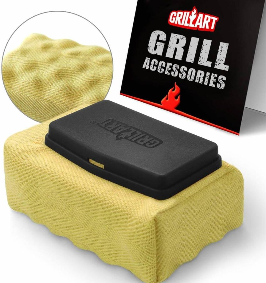 GRILLART Bristle-Free BBQ Grill Brush with Replaceable Head - Heavy-Duty Outdoor Grill Cleaner Scraper - Safe Grill Cleaning Tools for Gas & Charcoal Grills - Ideal Gift for Men & Dad (Grill Accessories)