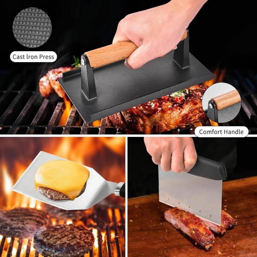 24Pcs KACHUAN BEAR Griddle Accessories Kit - Grill Spatula Set, Basting Cover, Scraper for Blackstone, Camp Chef & Outdoor BBQ - Flat Top Grilling Tools (24 Piece Set)