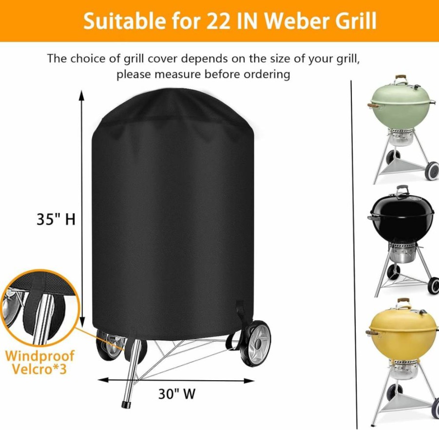 Aoretic 22 Inch Heavy Duty Waterproof BBQ Grill Cover for Weber Kettle Grill, Outdoor Grill Protector for Weber Griddle Accessories