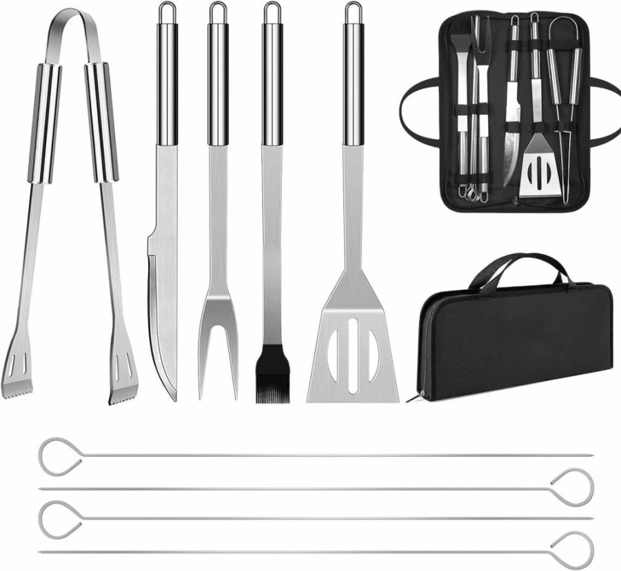 Penobon 14-Piece Stainless Steel BBQ Grill Utensil Set with Heat-Resistant Bag – Professional Barbecue Tools for Outdoor Cooking