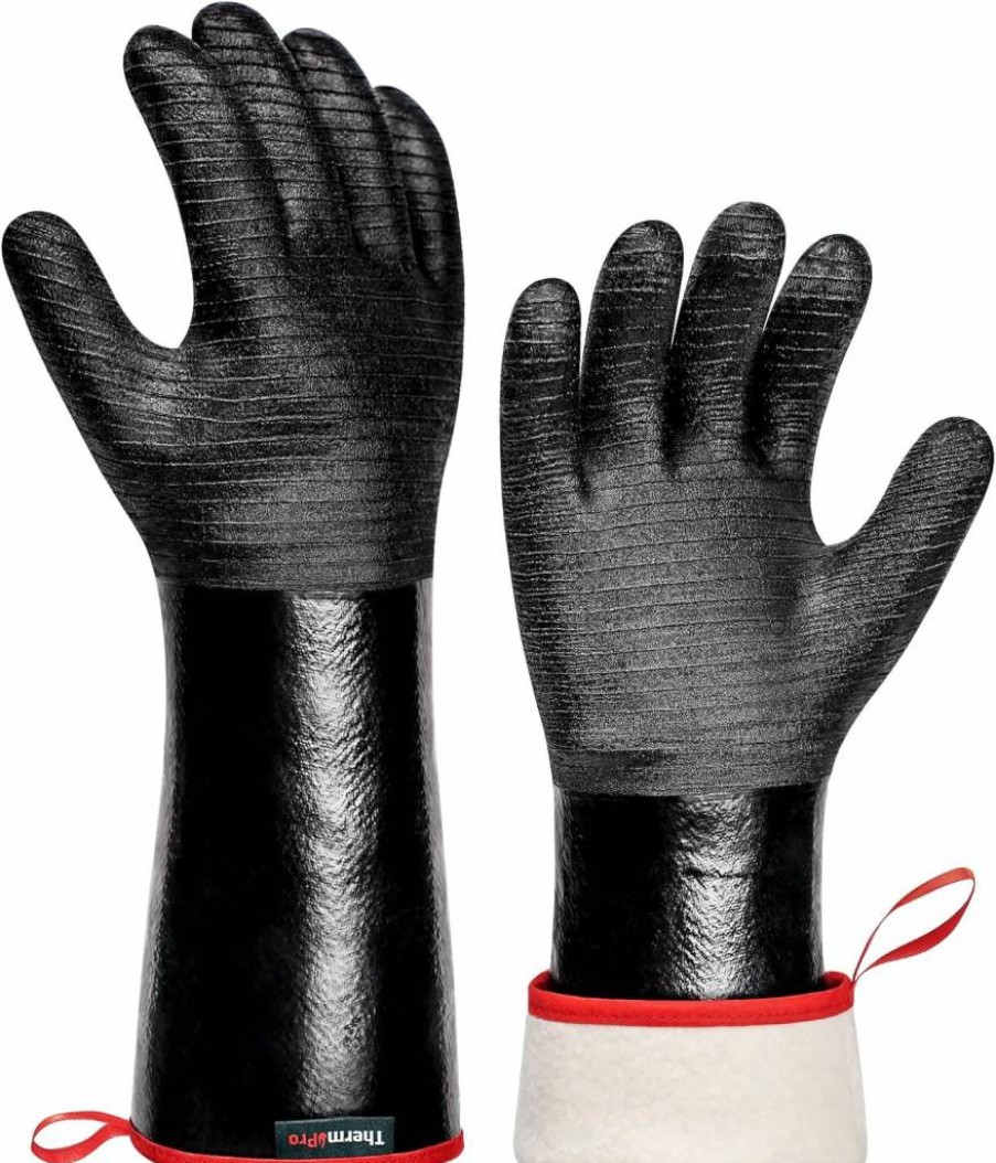 ThermoPro 932F Heat Resistant BBQ Gloves - 14 Inch Waterproof Oven & Grill Gloves for Men & Women, Oil & Slip-Resistant Neoprene Cooking Gloves for Fire Pit, Rotisserie, Smoker Accessories