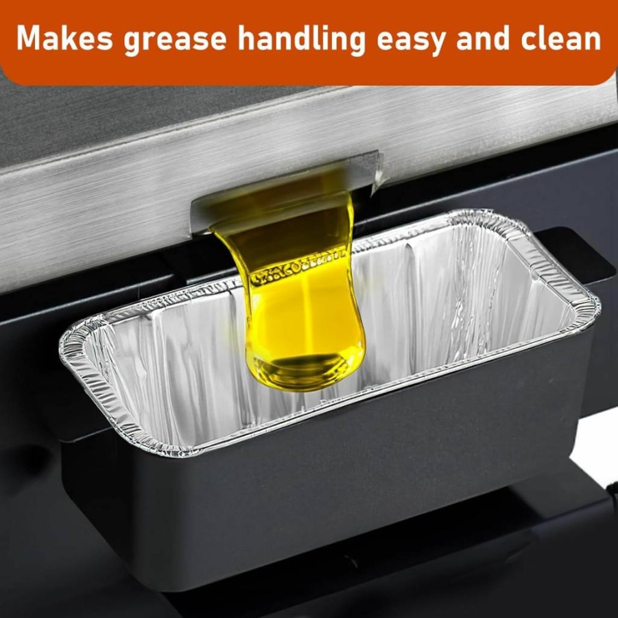 Whaleme Disposable Grease Cup Liners for Blackstone Griddles - 30 Pack Aluminum Foil Drip Pan Trays for 17, 22, 28, 36 Inch Models - Essential Grill Accessories