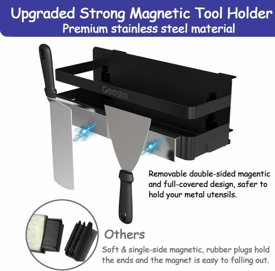 Geesta Premium Griddle Caddy for Blackstone 28" & 36" Griddles, Weber Grills – Space-Saving BBQ Organizer with Magnetic Tool Holder & Paper Towel Rack
