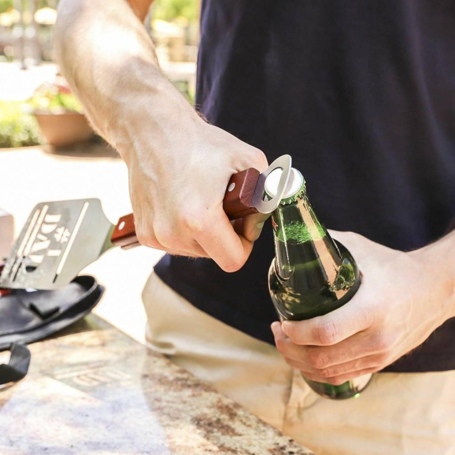 Panoware 4-Piece BBQ Grill Tools Set for Dad - Includes Number 1 Dad Tongs, Spatula, Digital Meat Thermometer & Carrying Case - Perfect Gift for Fathers Day