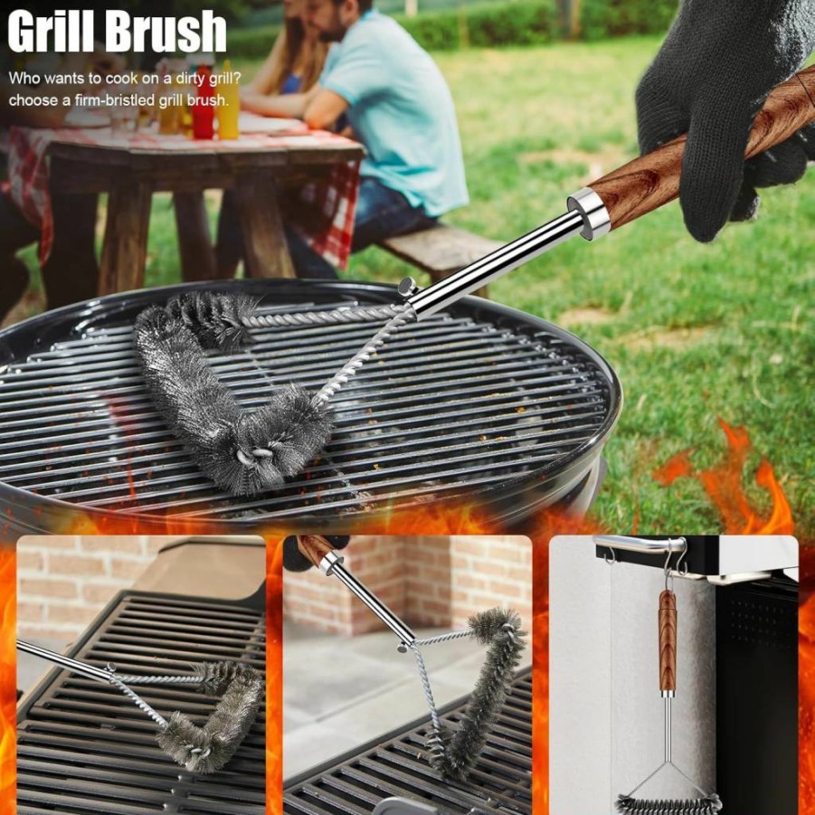 RINPRO 31-Piece Heavy Duty BBQ Grill Accessories Set for Men - Stainless Steel Grilling Tools with Mats, Grill Brush & Carrying Bag - Perfect Father's Day Gift for Dad