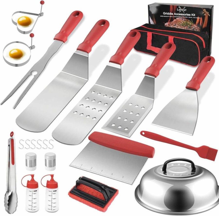 Latiret 23Pcs Blackstone Griddle Accessories Kit - Professional Grill Tools Set with Scraper, Spatula, Basting Cover for Camp Chef & Outdoor Flat Top Grilling