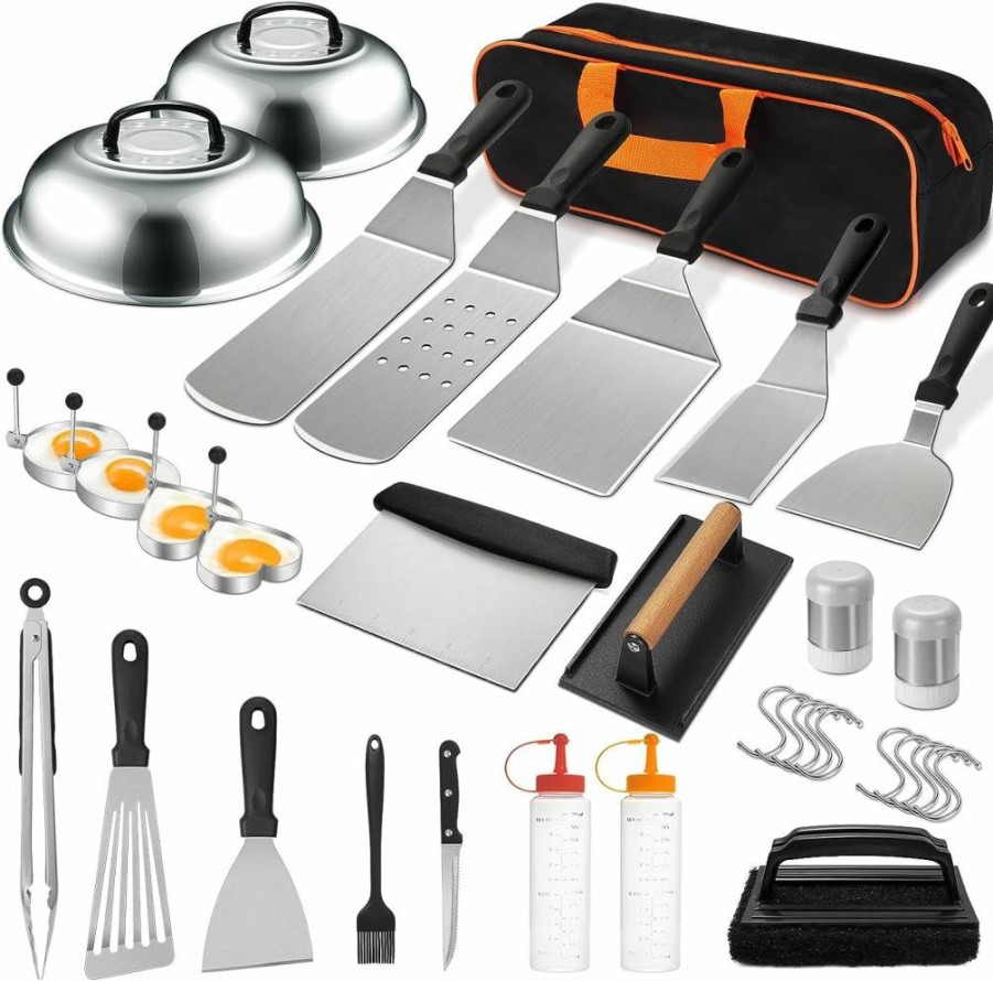 EWFEN 35-Piece Premium Griddle Accessories Kit for Blackstone & Camp Chef - Heavy Duty Grill Spatulas, Basting Cover, Scraper - Ultimate Outdoor BBQ Cooking Tool Set