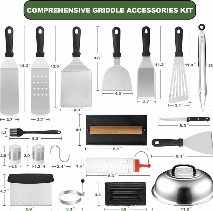 EWFEN 35-Piece Premium Griddle Accessories Kit for Blackstone & Camp Chef - Heavy Duty Grill Spatulas, Basting Cover, Scraper - Ultimate Outdoor BBQ Cooking Tool Set