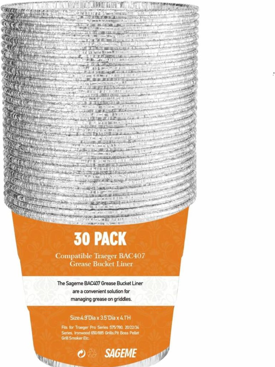 15 Pack Sageme Grease Bucket Liners for Traeger & Pit Boss Grills - Drip Pan Liners Compatible with Pro Series 575/780, Ironwood 650/885, and 20/22/34 Pellet Grill Smokers