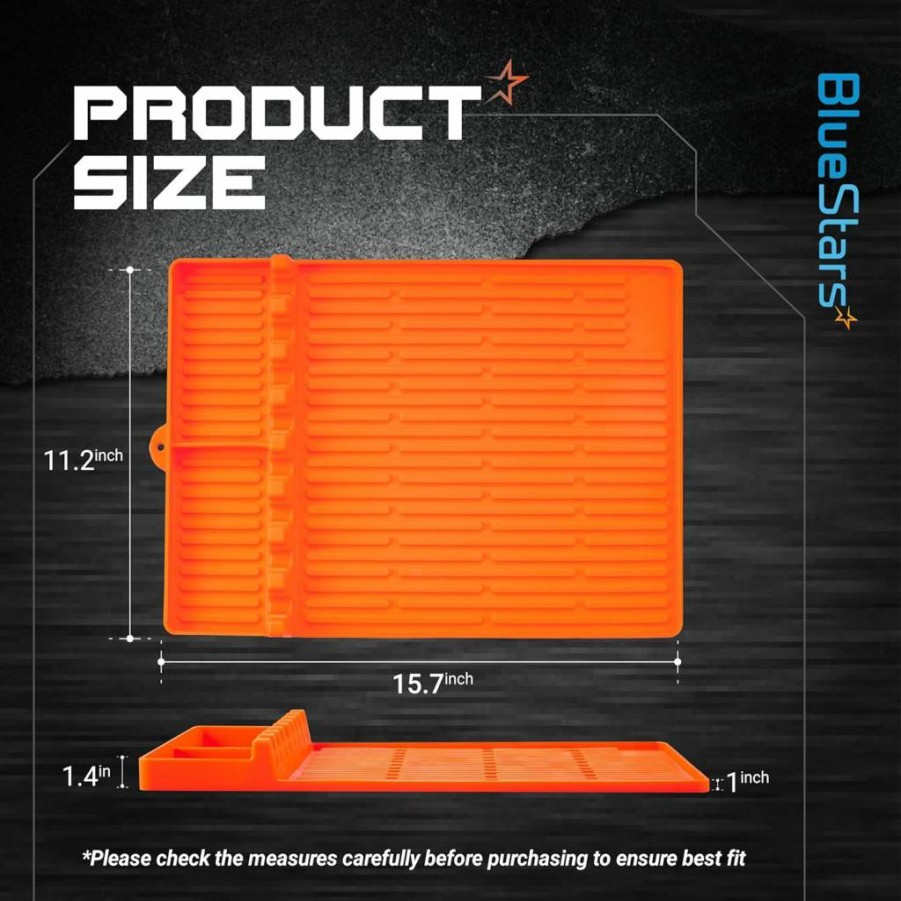 BlueStars Silicone Grill Mat for Blackstone Griddle - Heat-Resistant Drip Pad & Spatula Holder, 15.7"x11.2" Outdoor Cooking Accessories, Father's Day BBQ Gifts for Men