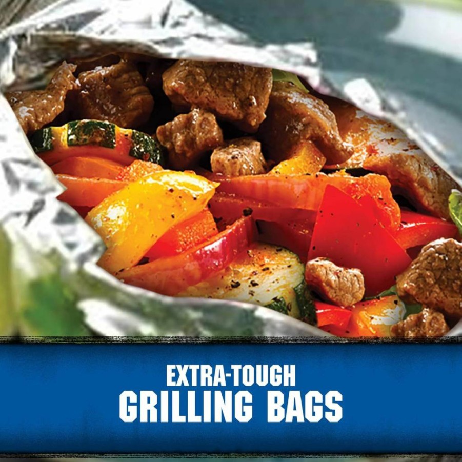Kingsford Heavy Duty Aluminum Grill Bags 4 Pack - 15.5" x 10" Disposable Foil Packets for BBQ, Grilling, and Camping - Durable Grill Accessories for Easy Cooking
