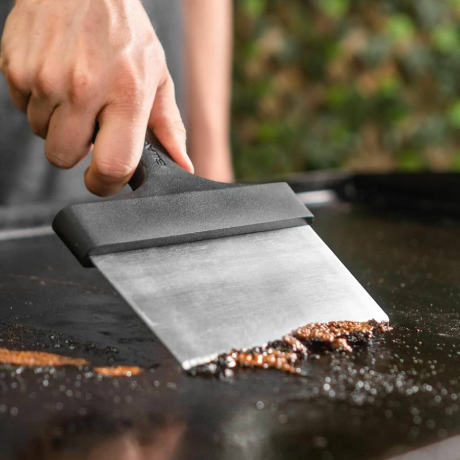 BLACKSTONE Heavy Duty Grill Scraper - Stainless Steel BBQ Griddle Cleaner with Long Handle, Multipurpose Kitchen Tool for Flat Top Cooking & Food Chopping - Model 5061