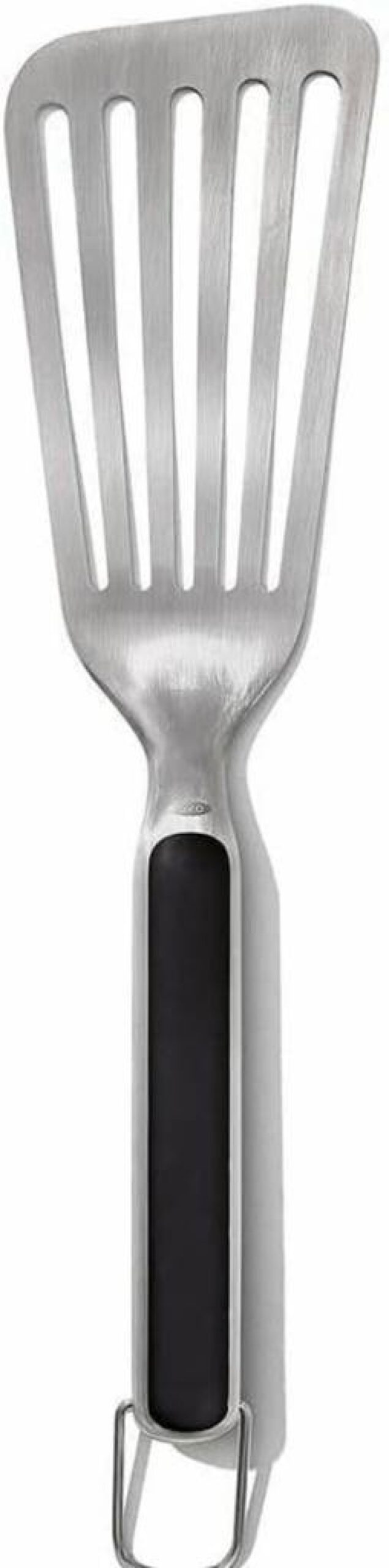 OXO Good Grips Stainless Steel Grill Turner - Precision BBQ Spatula for Outdoor Cooking - Durable Black Grilling Utensil