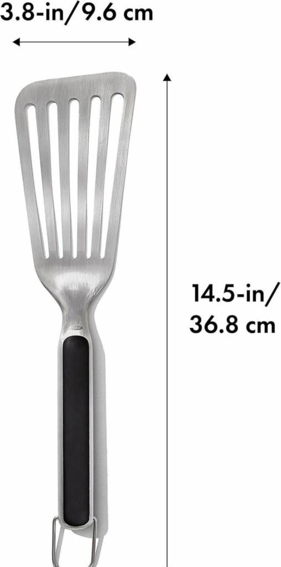 OXO Good Grips Stainless Steel Grill Turner - Precision BBQ Spatula for Outdoor Cooking - Durable Black Grilling Utensil