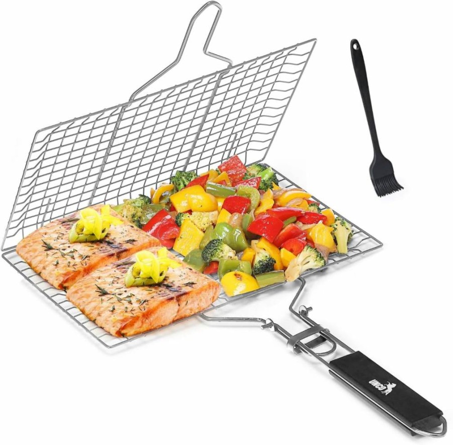UNCO Stainless Steel Grill Basket for Fish & Vegetables – Durable & Non-Stick BBQ Cooking Tool