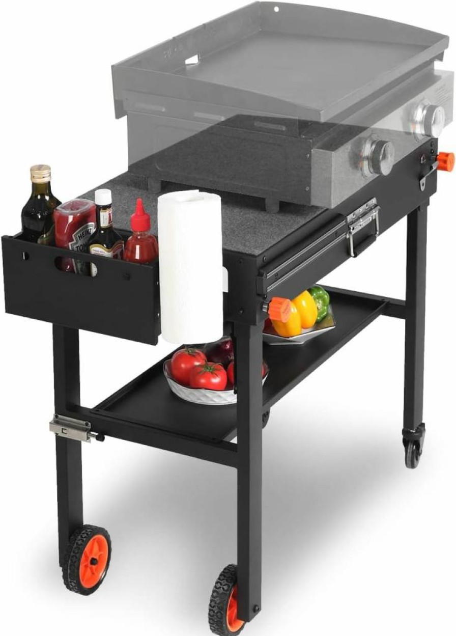 EUTRKei Portable Grill Table for Blackstone Griddle 17" & 22" - Foldable Outdoor Camping Stand with Caddy for Ninja, Tailgating & Tabletop Grills