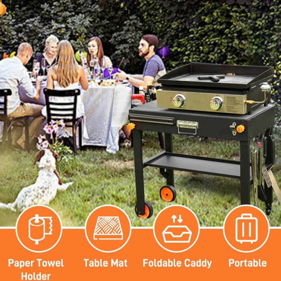 EUTRKei Portable Grill Table for Blackstone Griddle 17" & 22" - Foldable Outdoor Camping Stand with Caddy for Ninja, Tailgating & Tabletop Grills