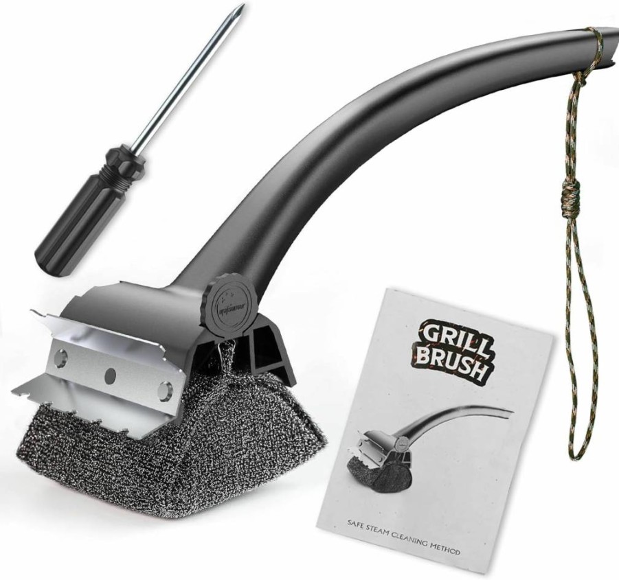Matscover Bristle-Free BBQ Grill Brush with Replaceable Heads - Safe Grill Cleaner for Cast Iron, Stainless Steel, Porcelain, Gas & Charcoal Grates - Outdoor Grill Scraper & Cleaning Brush