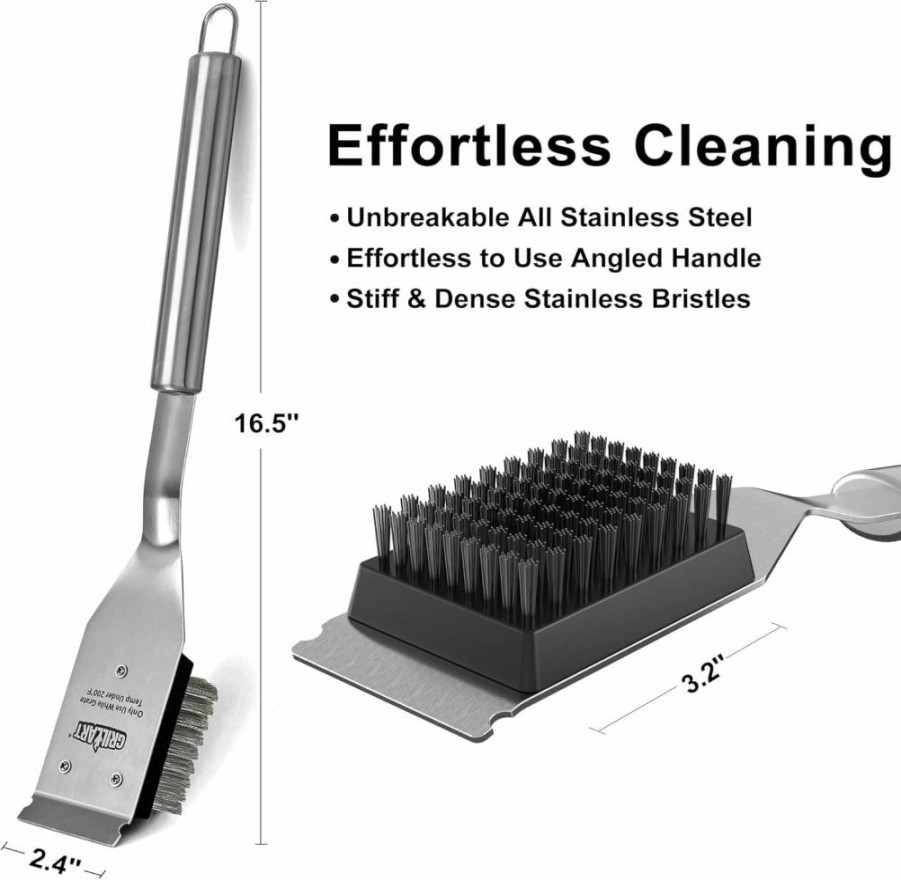 GRILLART Bristle-Free Grill Brush with Replaceable Head – Safe BBQ Cleaning Tool for Outdoor Grills, Grill Scraper & Cleaner Kit, Ideal Gift for Men & Dad