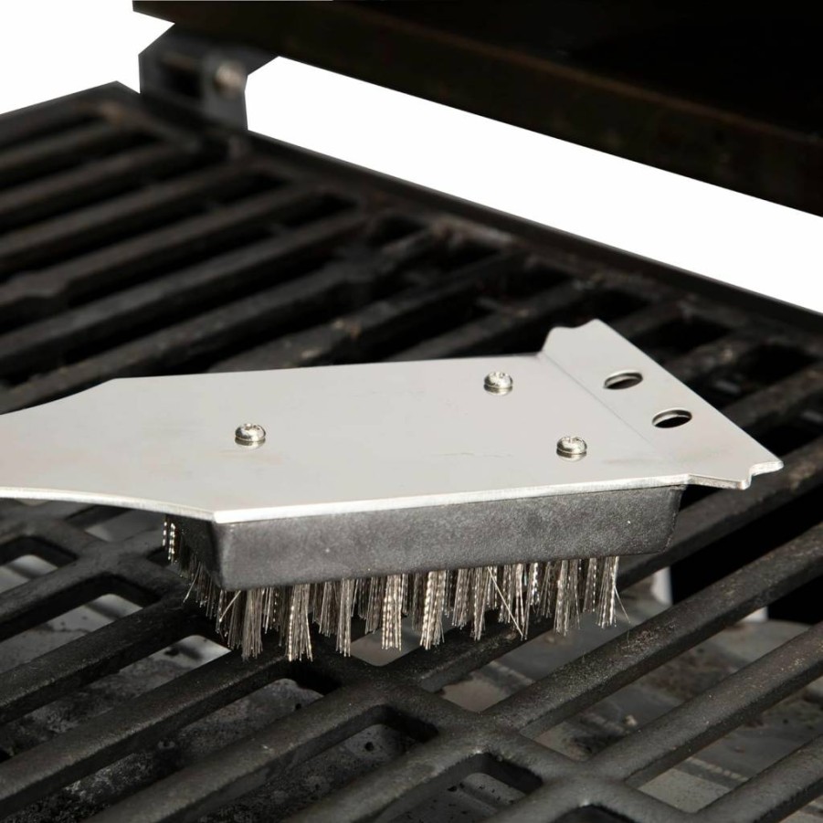 Cuisinart 16.5" Stainless Steel Grill Brush with Scraper – Long Handle BBQ Cleaner for Griddles, Outdoor Cooking, and Cookout Tools