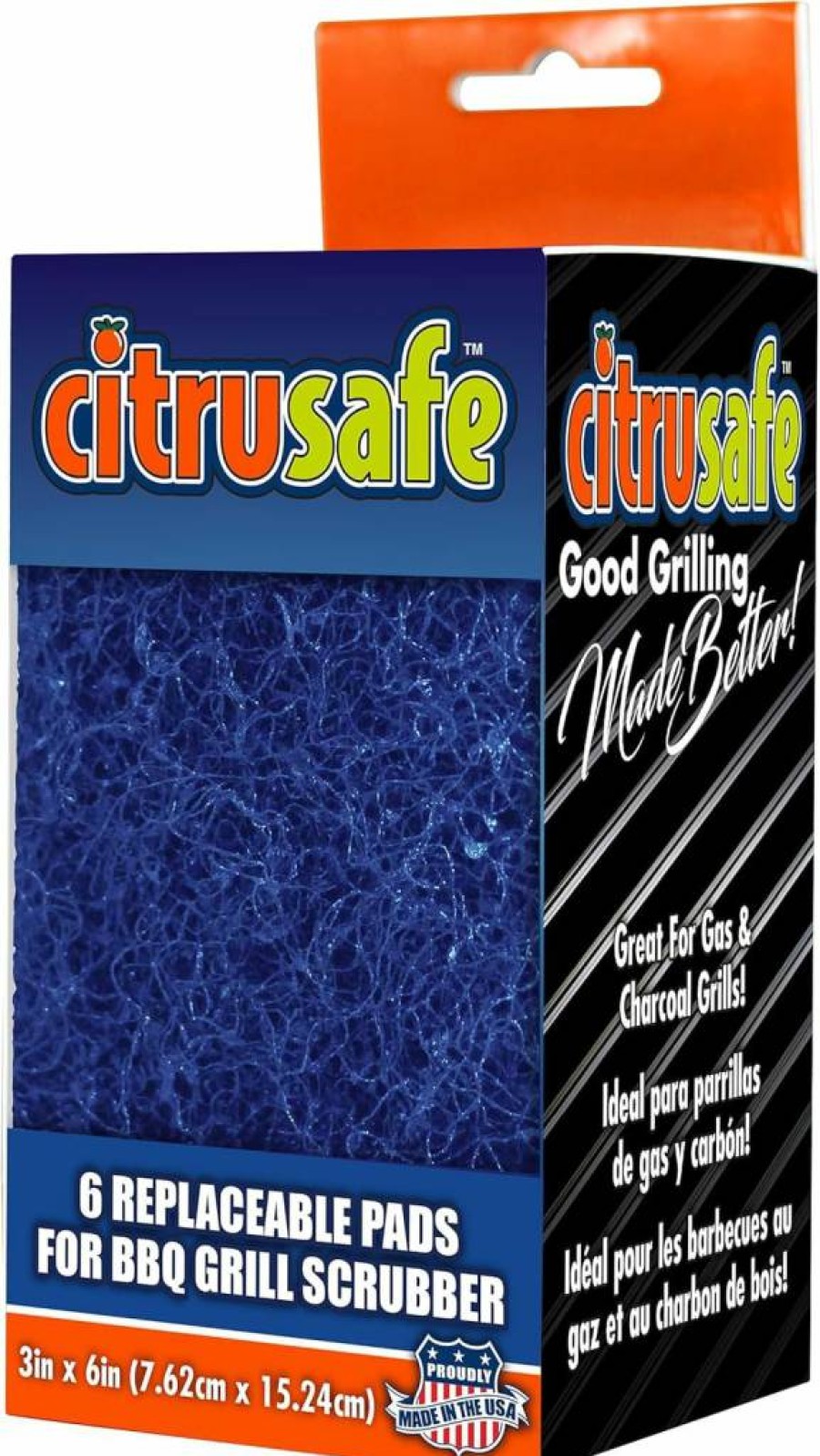 Citrusafe 6-Pack Replaceable BBQ Grill Scrubber Pads - Safe Grease & Burnt Food Remover for Gas & Charcoal Grill Grates