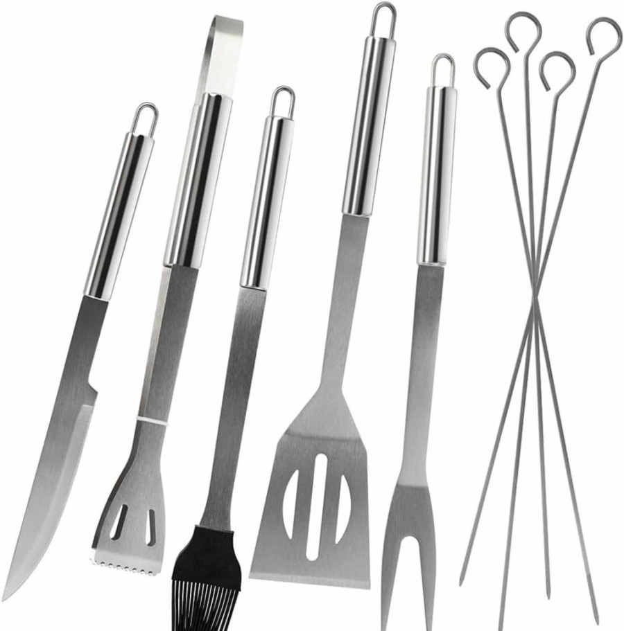 Dr.Camp Premium 9-Piece Stainless Steel BBQ Grill Tool Set – Heavy Duty Grilling Accessories Kit for Outdoor Cooking
