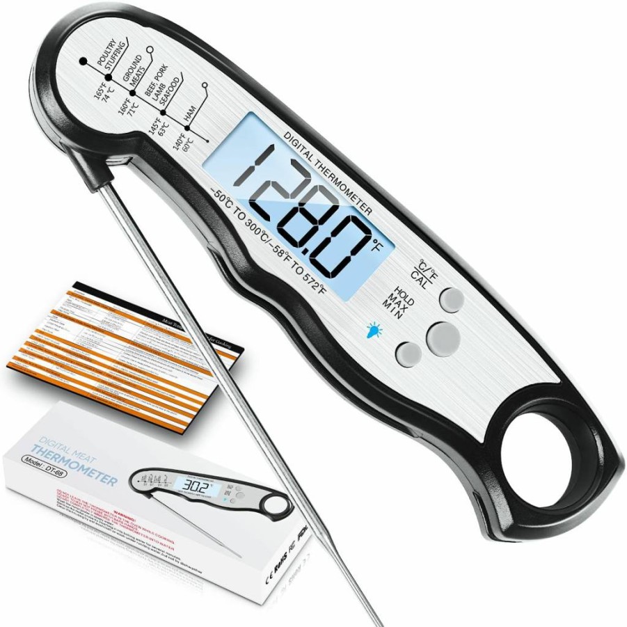 ImSaferell Digital Meat Thermometer - Waterproof Instant Read Cooking Thermometer with Backlight for Grilling, BBQ, Candy, Turkey, Beef, and Liquids