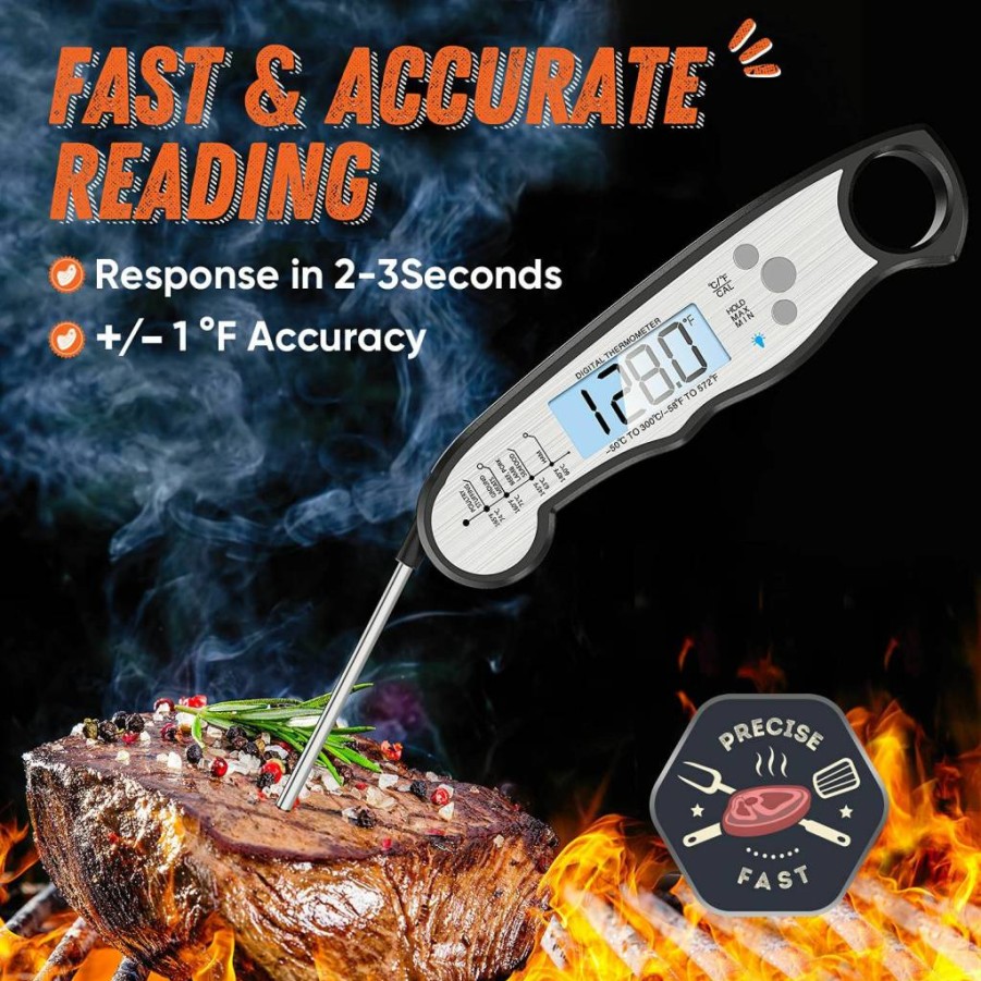 ImSaferell Digital Meat Thermometer - Waterproof Instant Read Cooking Thermometer with Backlight for Grilling, BBQ, Candy, Turkey, Beef, and Liquids